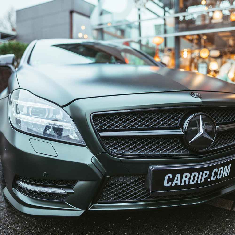 Mercedes-Benz CLS AMG komplett gedippt mit CARDIP® Sprühfolie in Dark Racing Green Matt